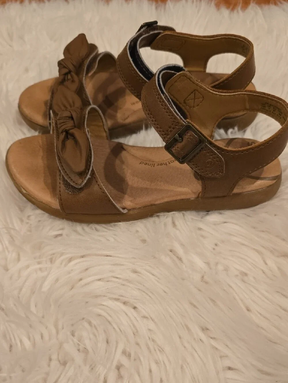 Stride Rite Girls' Brown Knot-Front Leather Sandals